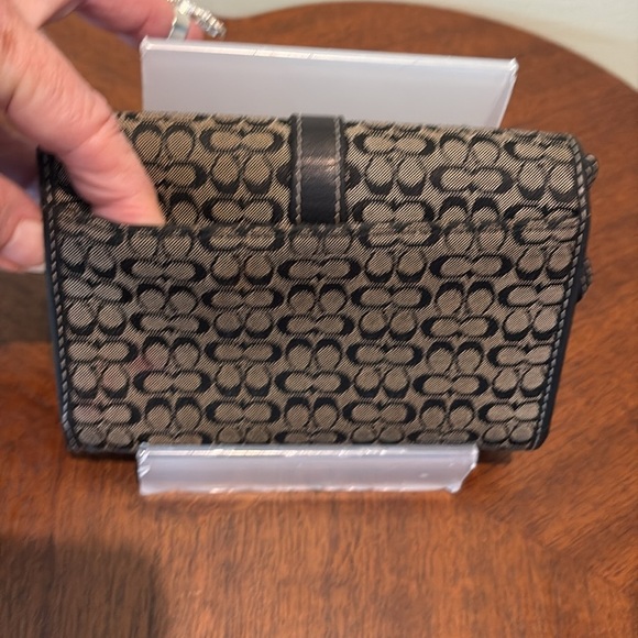 Coach   Small wallet  miniC’s canvas, wallet  bifold  gray/black  leather trim - Picture 7 of 12